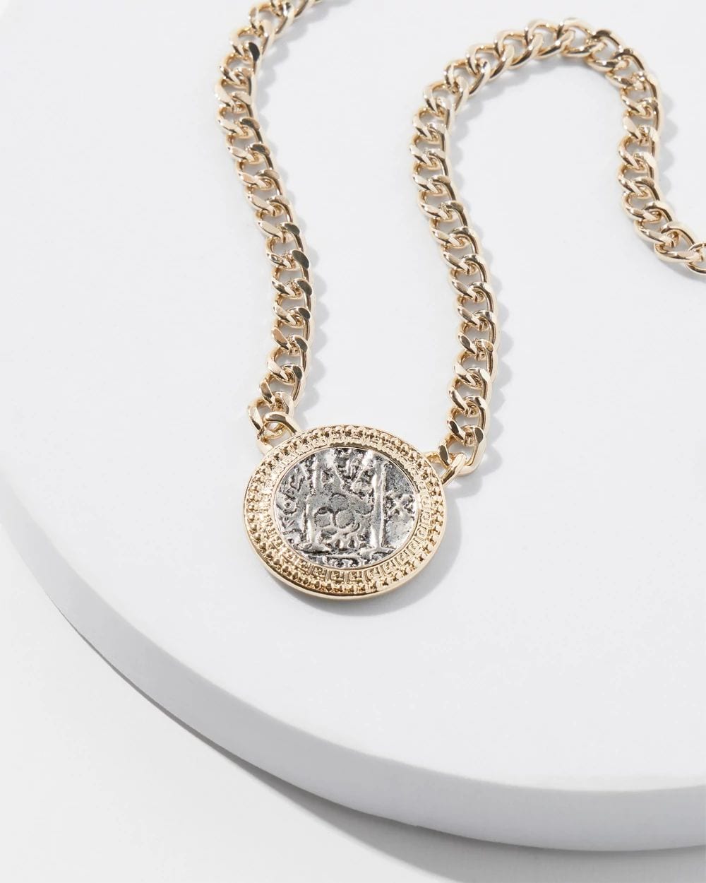 Mixed-Metal Coin Short Necklace