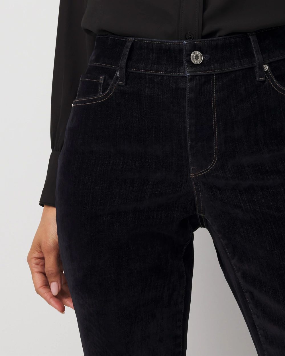 Flocked Denim Mid Rise Bootcut Jean