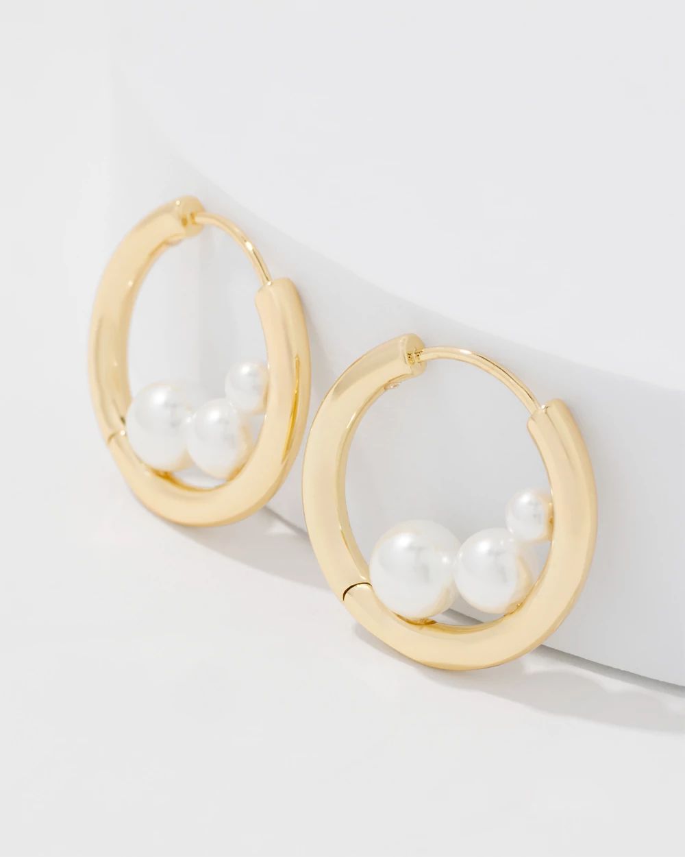 Gold + Pearl Hoop Earrings