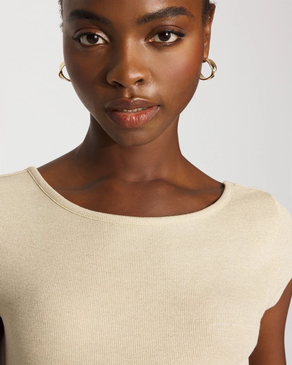 WHBM FORME™ Ribbed Stretch Metallic Tee