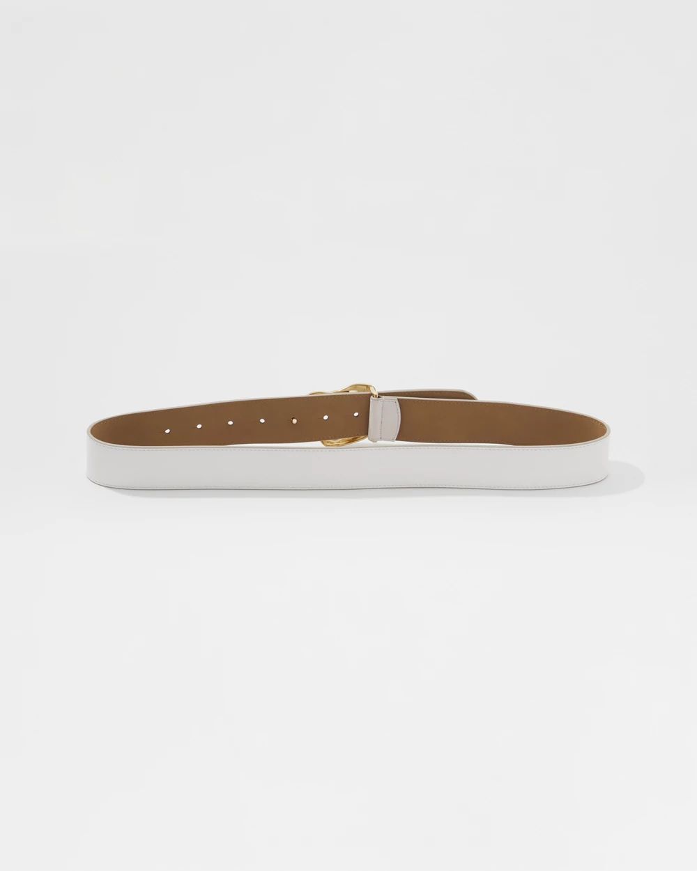 Leather Belt with Gold Sculptural Buckle