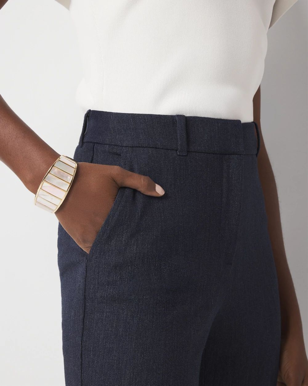 Elle Slim Denim-Look Ankle Pant