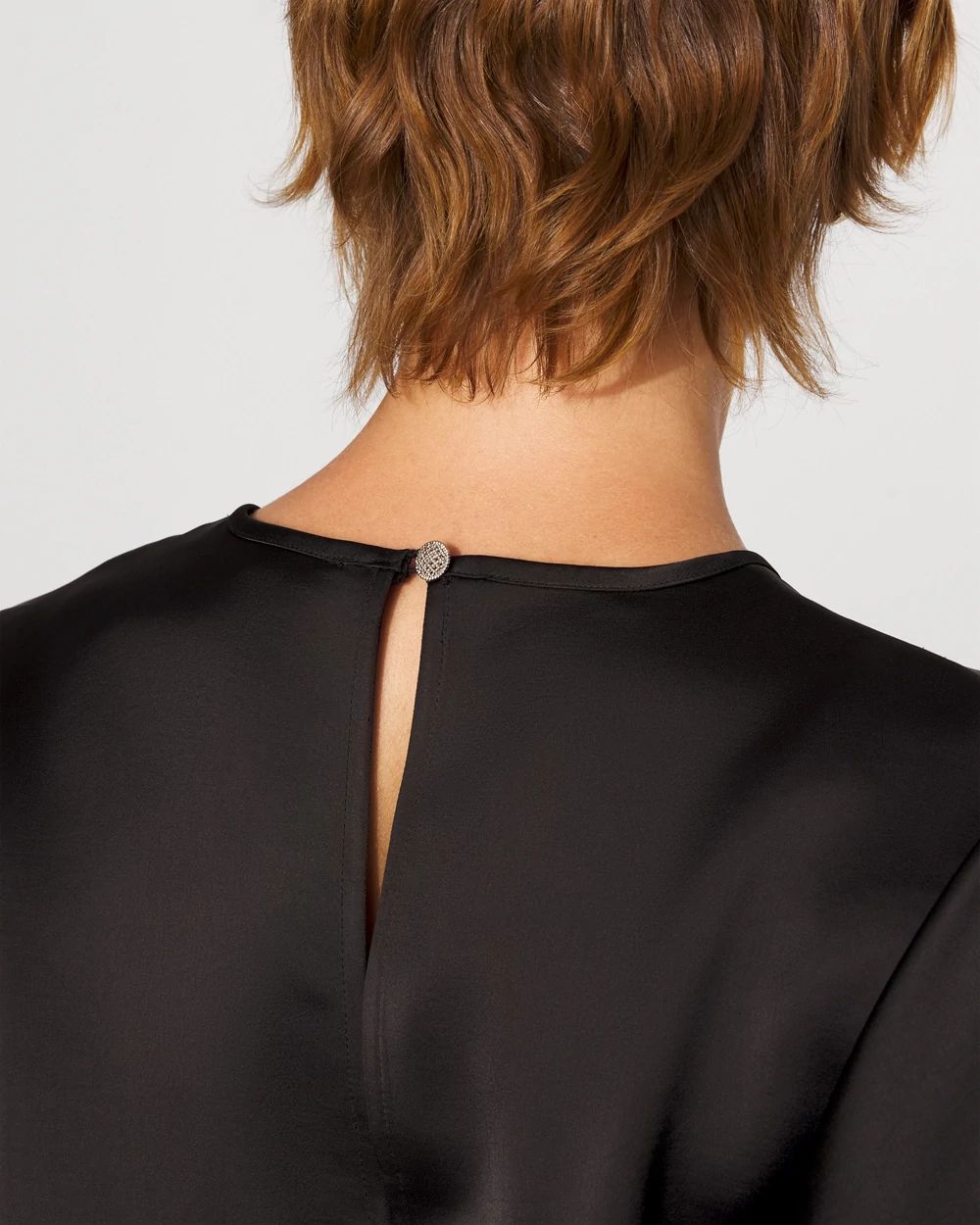 Petite Cape Sleeve Satin Blouse