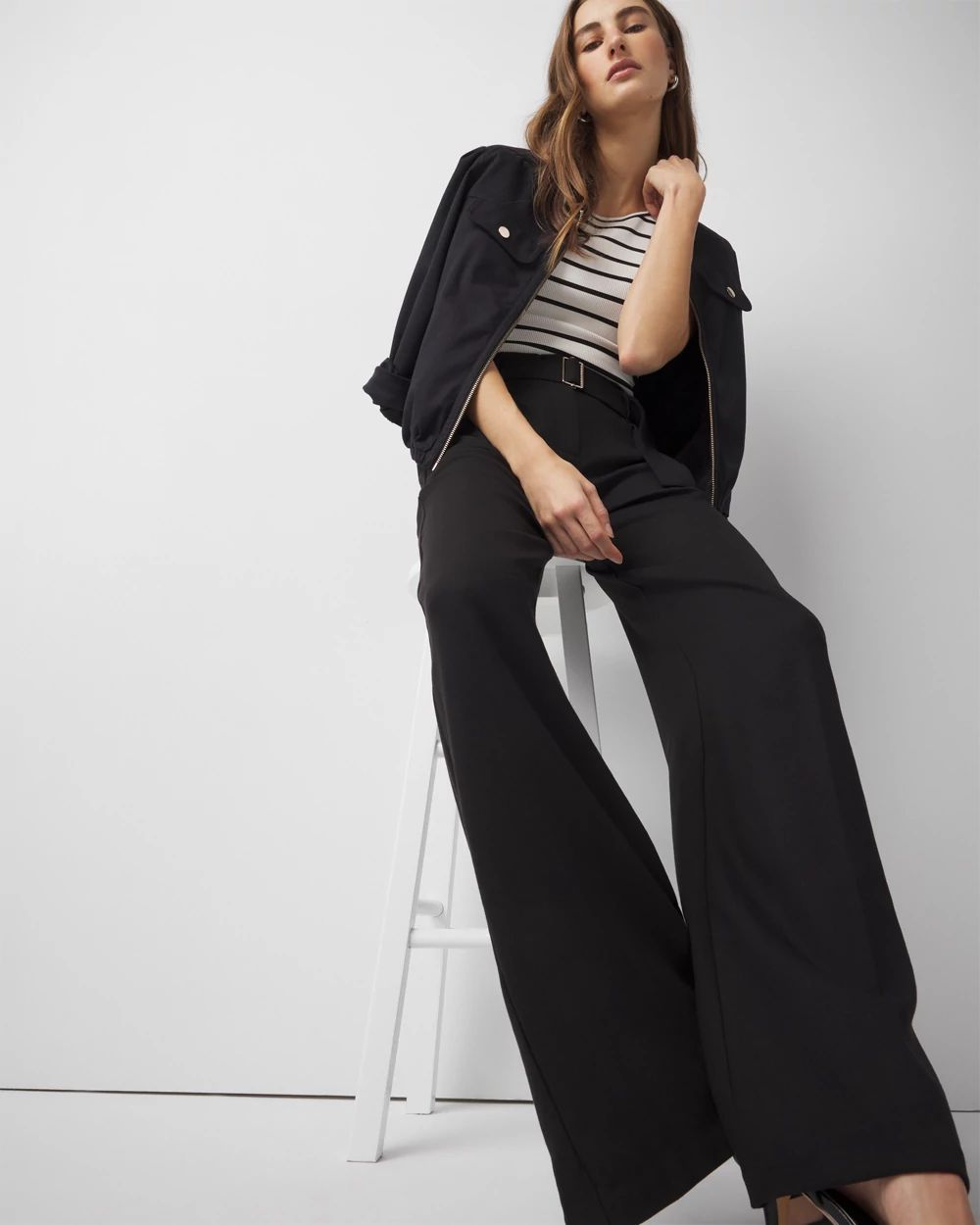 High-Rise Belted Wide Leg Trouser