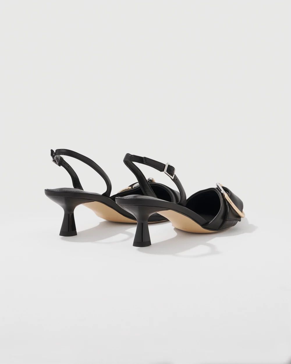 Mixed Metal Black Slingback