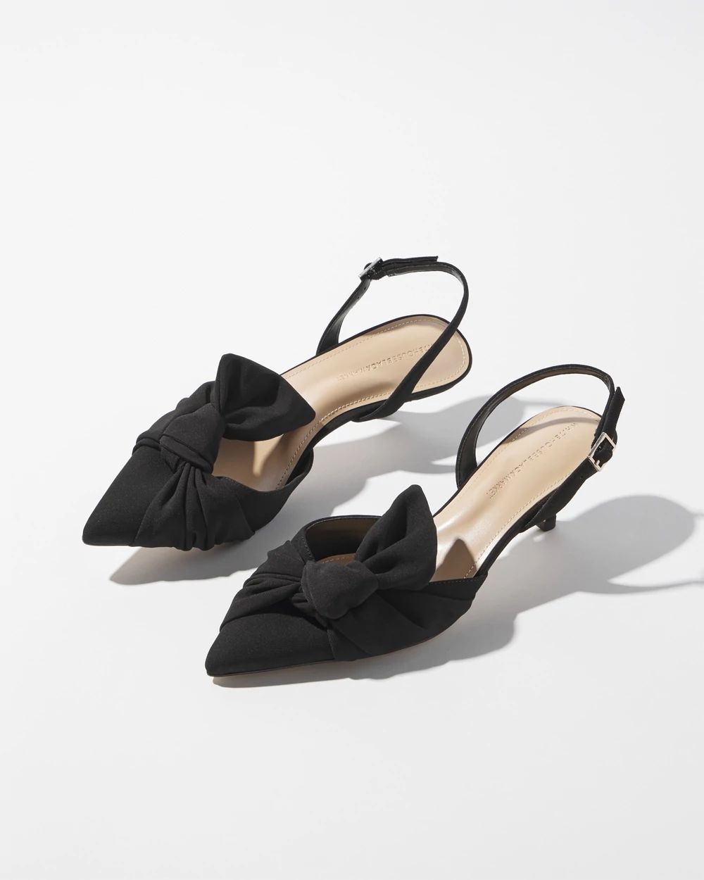 Bow Front Kitten Heel Slingbacks