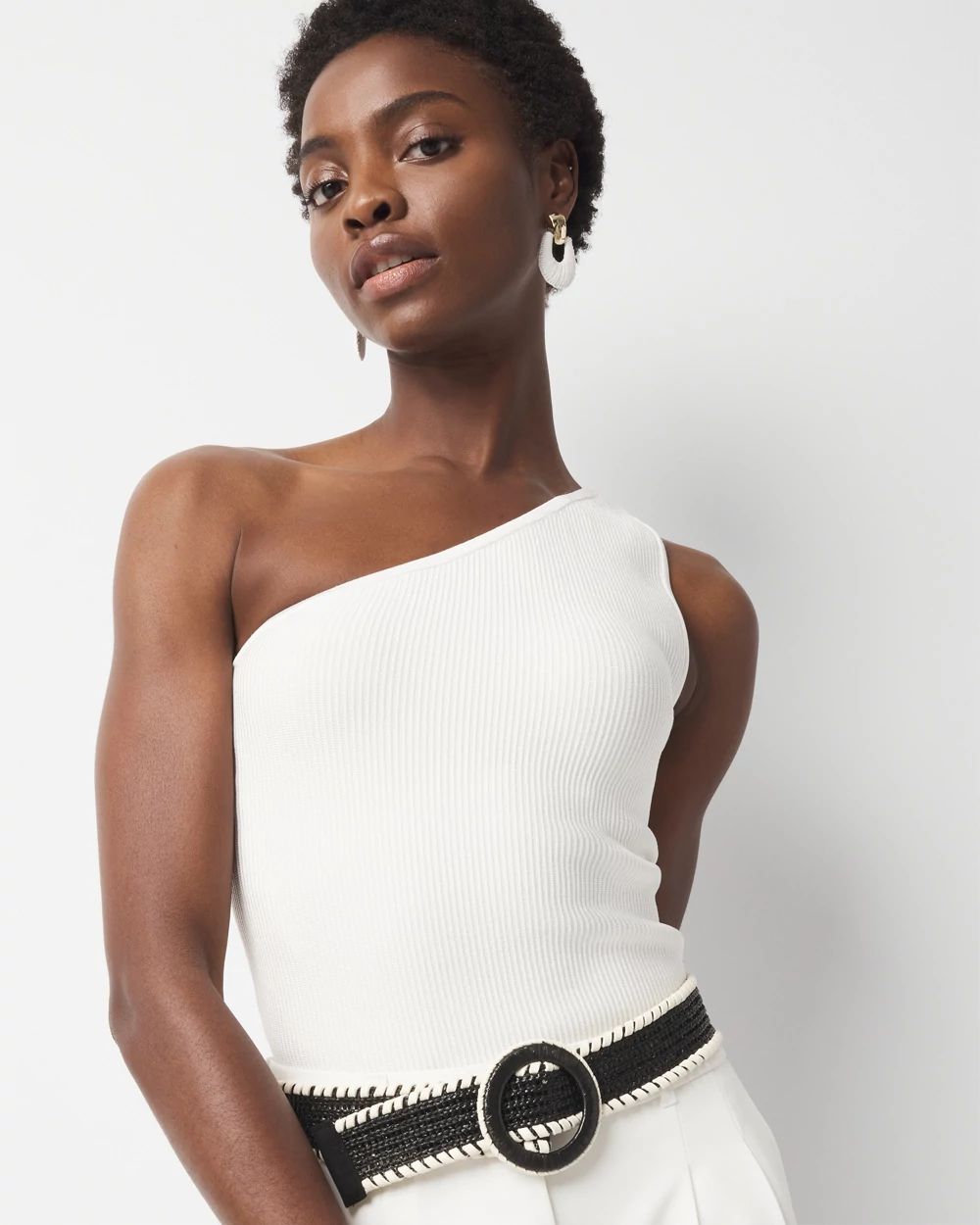 WHBM FORME™ Sculpt Stretch One Shoulder Sweater