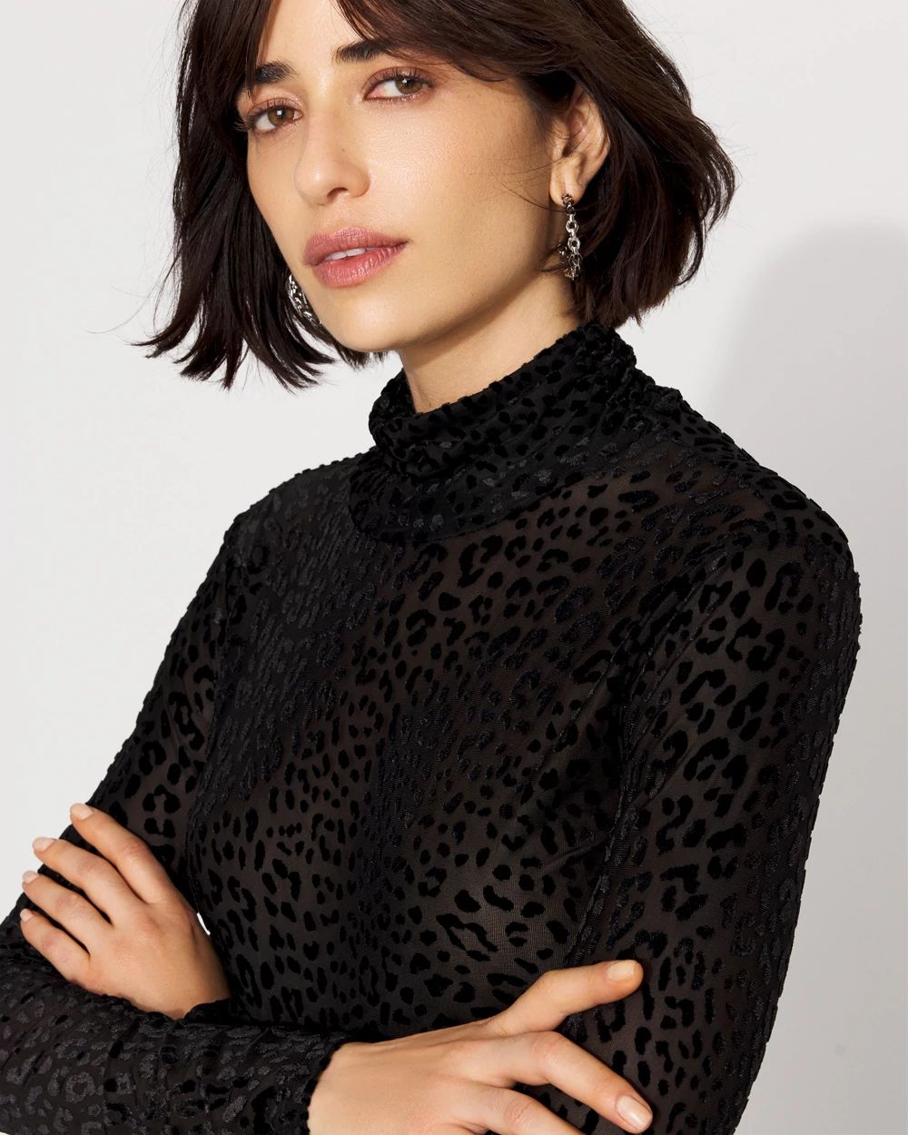 WHBM FORME™ Burnout Leopard Print Velvet Top