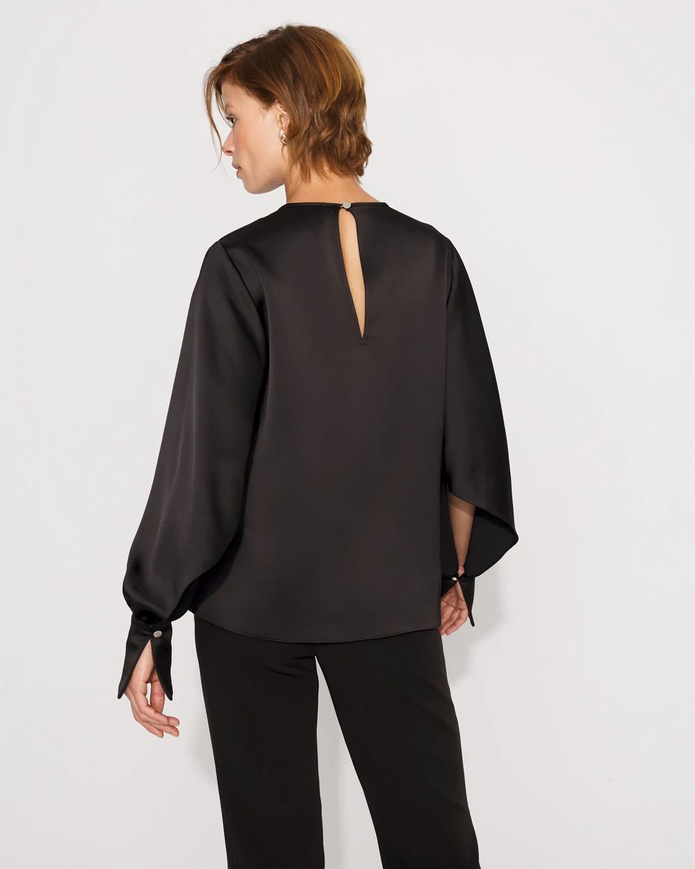 Cape Sleeve Satin Blouse
