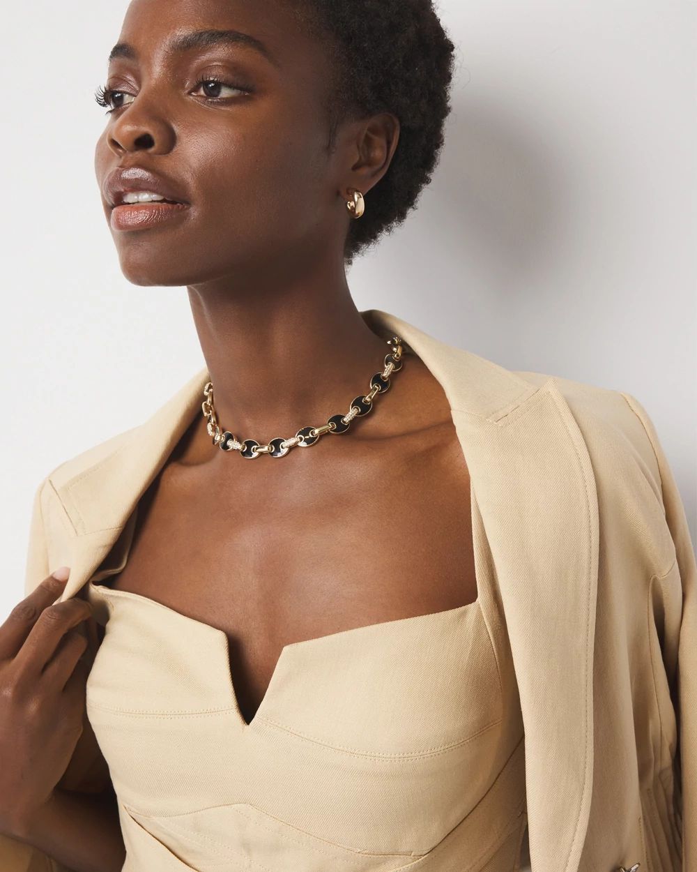 Black Mariner Links & Pavé Necklace