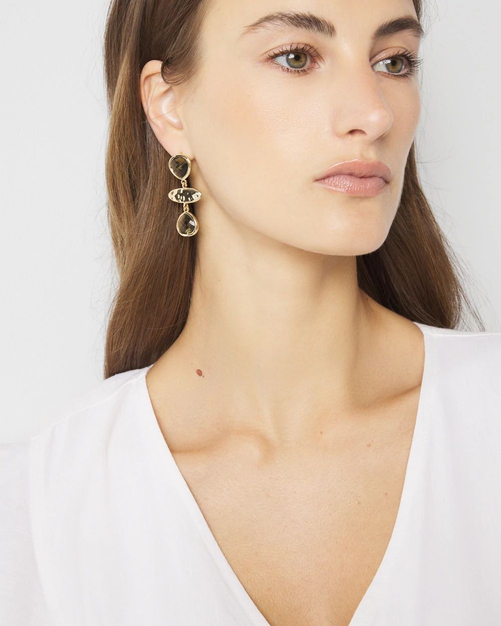 Olive + Gold Statement Drop Earrings