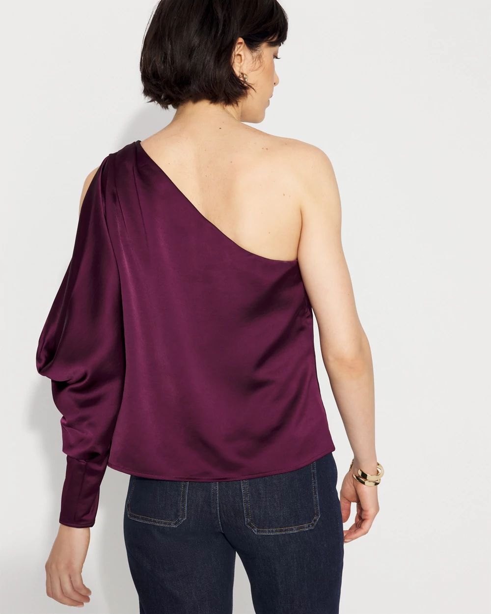 One-Shoulder Satin Blouse