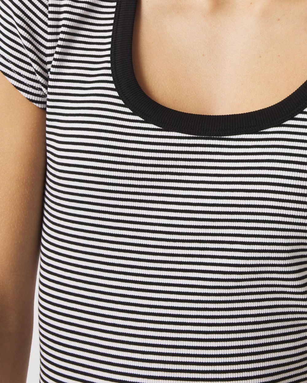 WHBMFORME™ Ribbed Stretch Scoop Neck Tee