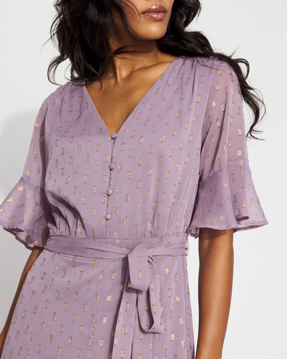 Godet Dress with Metallic Clip