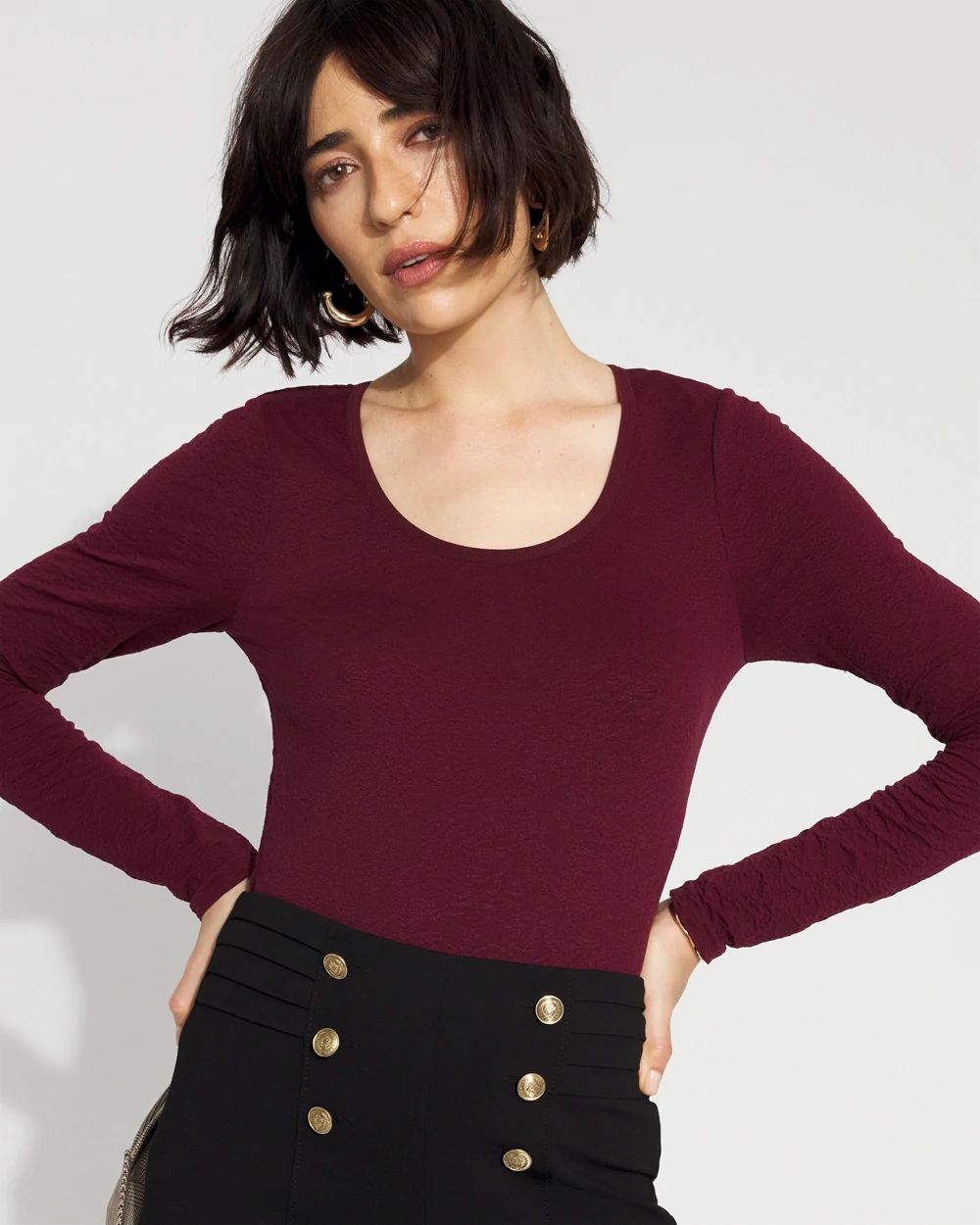 WHBM FORME™ Seamless Jacquard Scoop Neck Tee