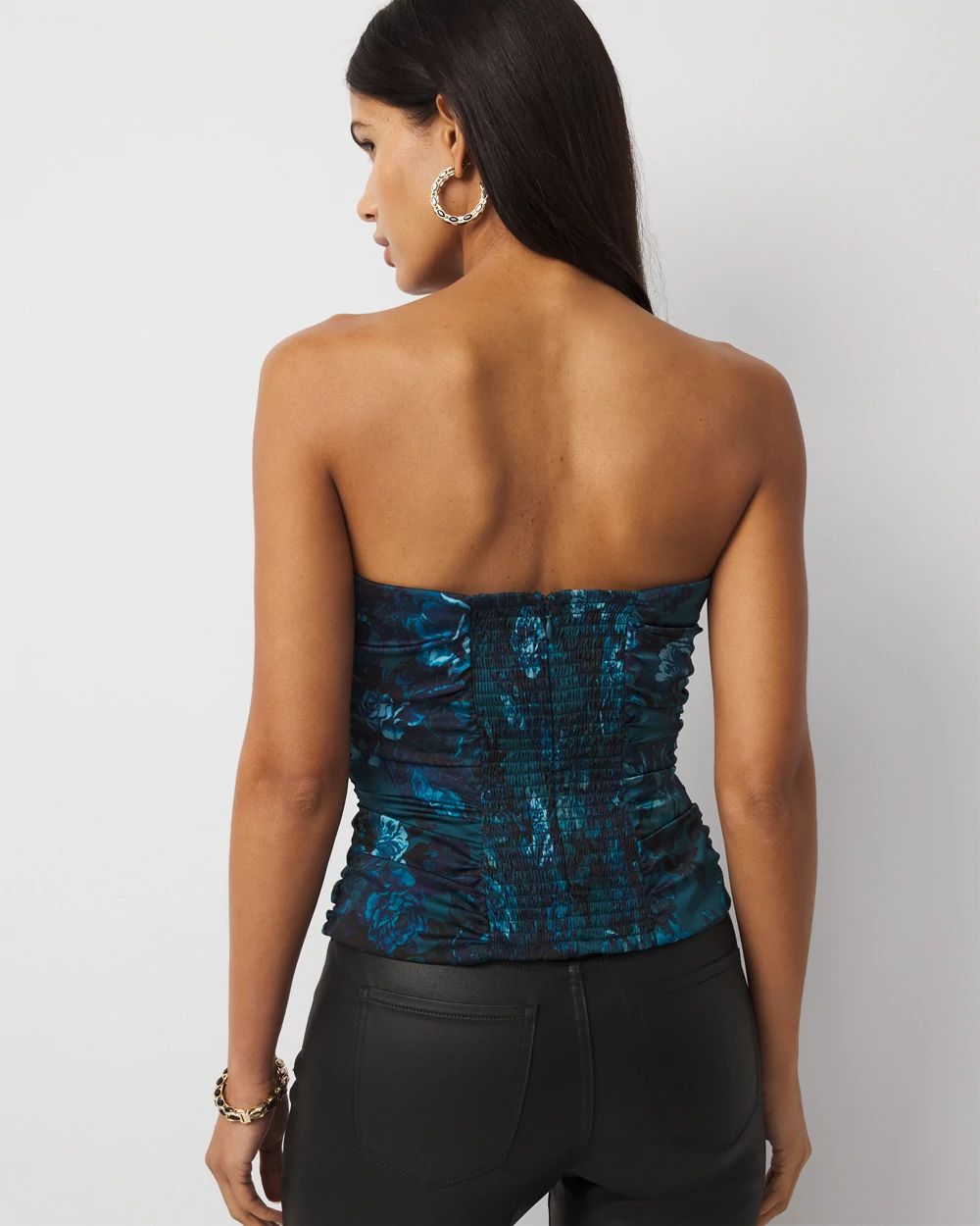 Floral Ruched Satin Bustier