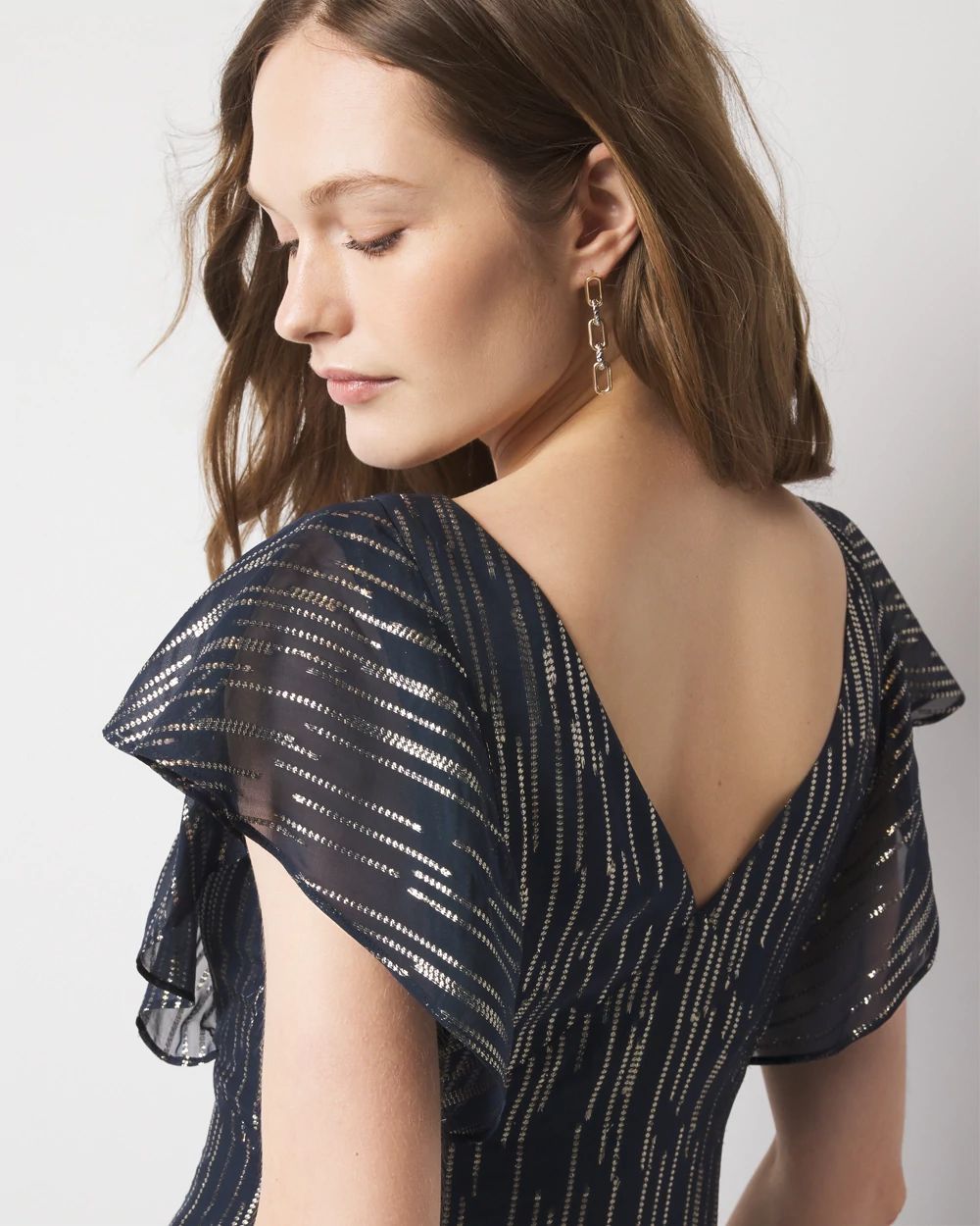 Metallic Clip Midi Slip Dress