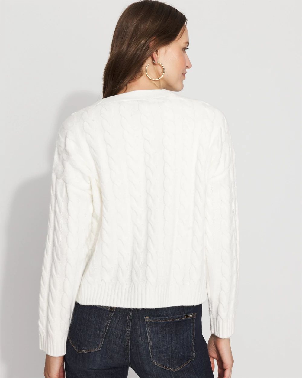 Cable-Knit Button-Front Cardigan