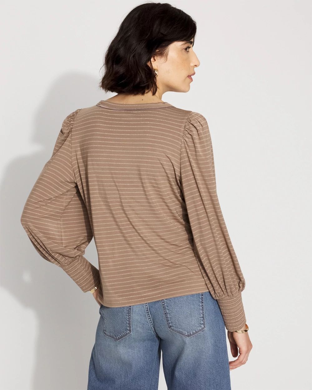 Long Sleeve Tee with Smocked Cuffs