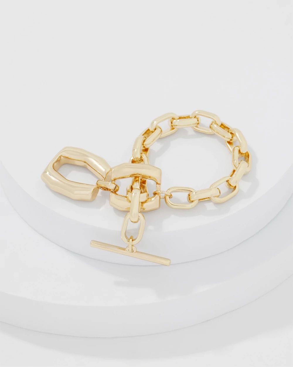 Gold Double Links Toggle Bracelet