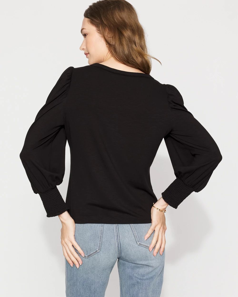 Long Sleeve Tee with Smocked Cuffs