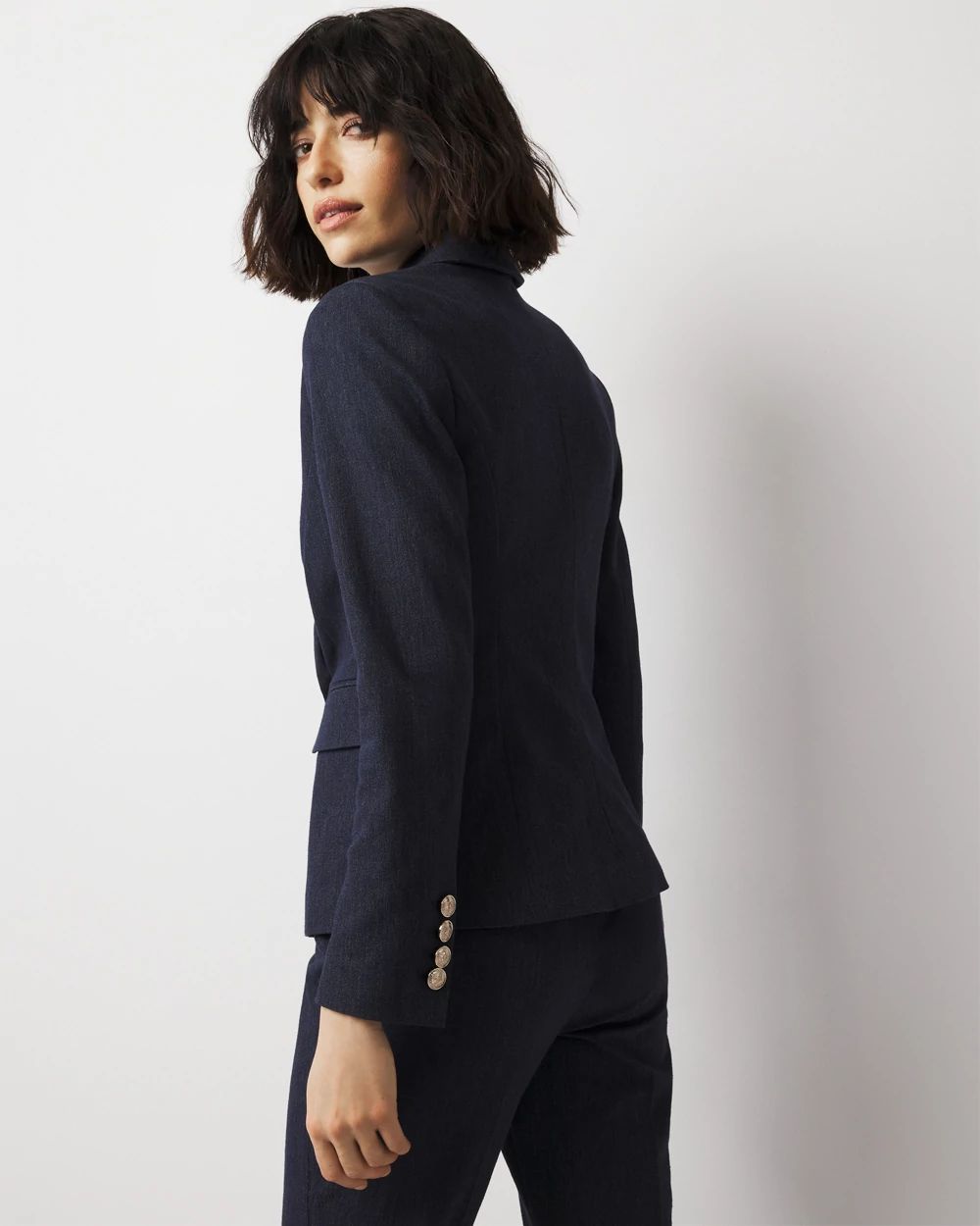 WHBM® Two-Button Denim-Look Studio Blazer