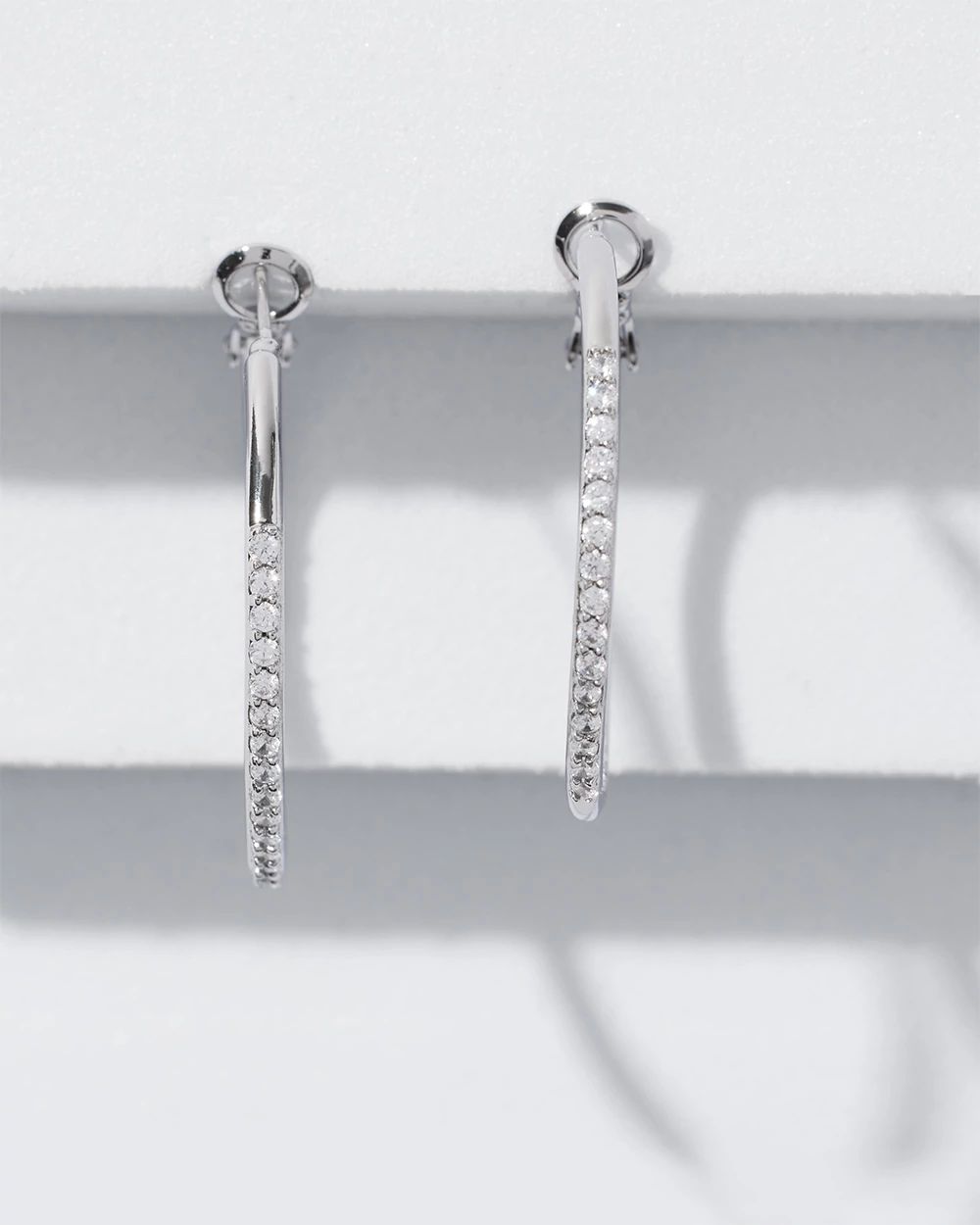 Silver Small Pave Hoop Earrings