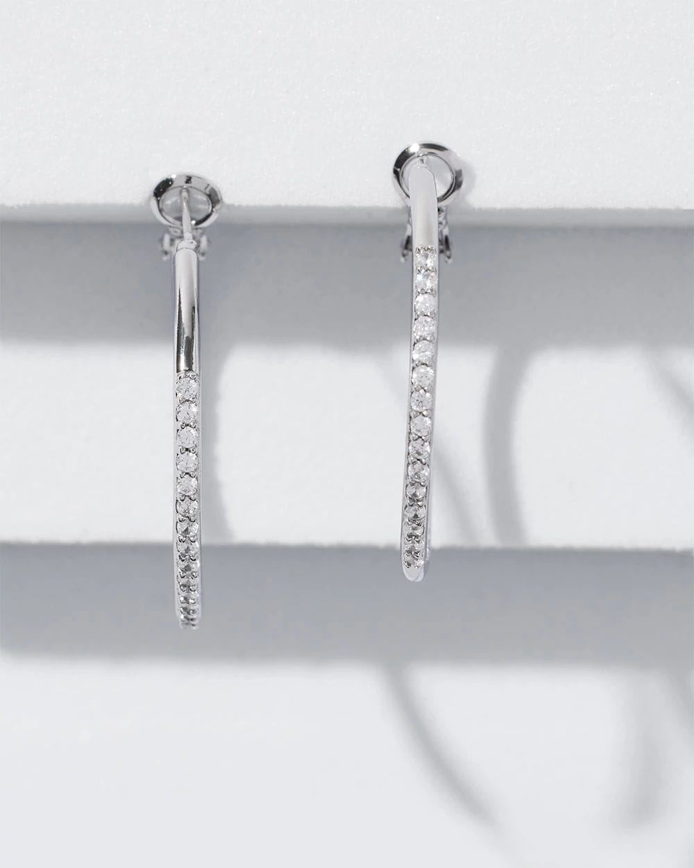 Silver Small Pave Hoop Earrings
