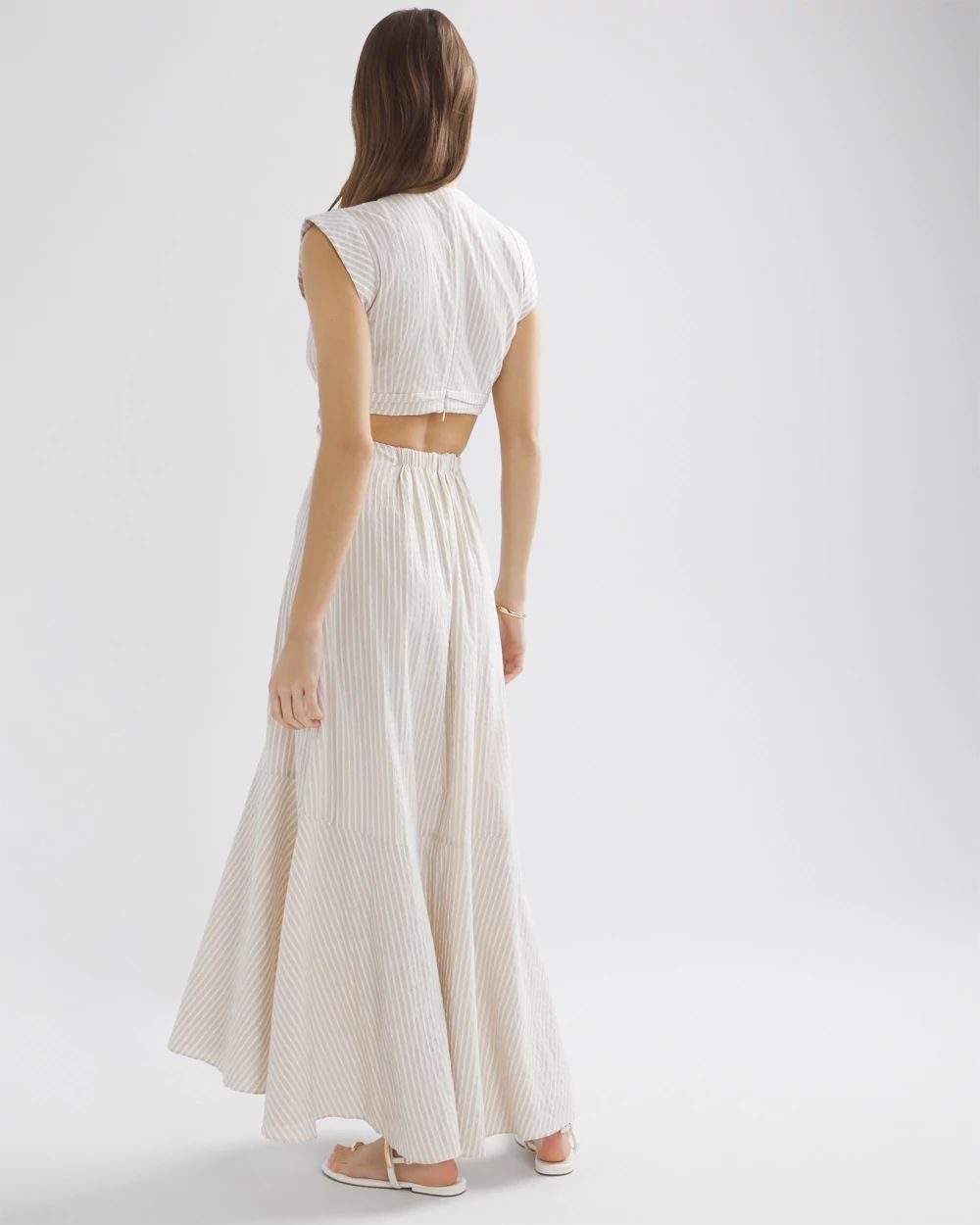 Seersucker Cutout Midi Dress