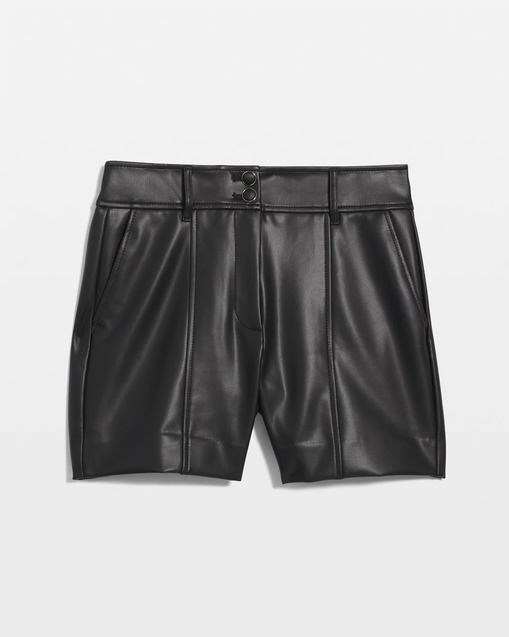 High Rise Faux Leather Tailored Shorts