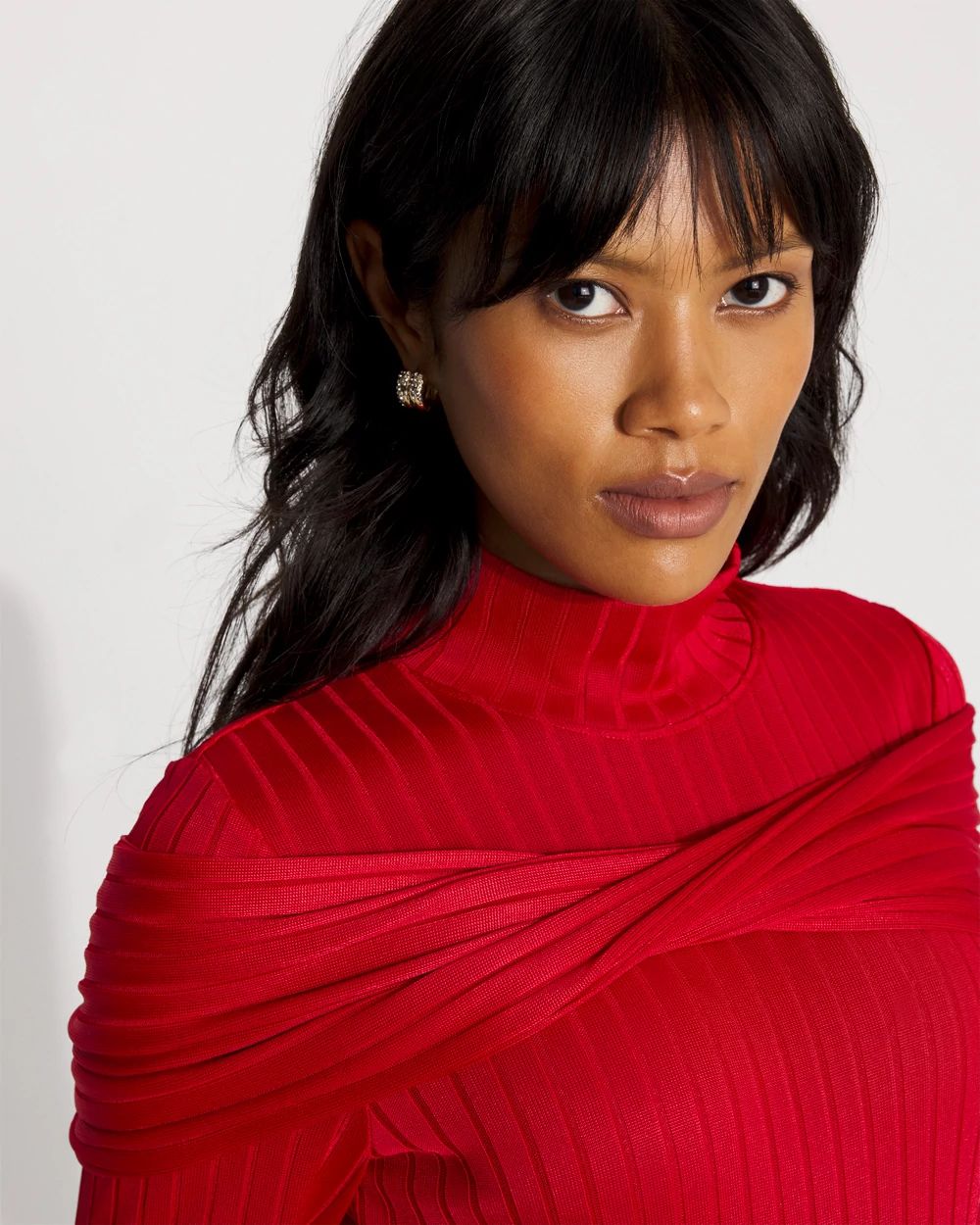 Convertible Mockneck Rib Knit Top