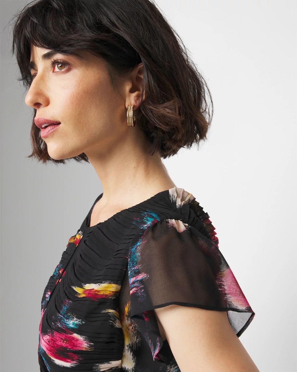 Petite Keyhole Ruched Front Shell Top