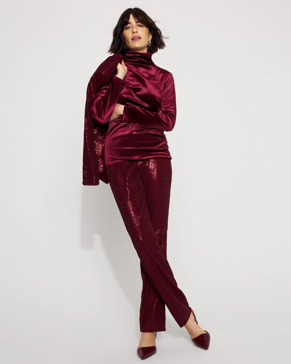 WHBM FORME™ Long Sleeve Velvet Top