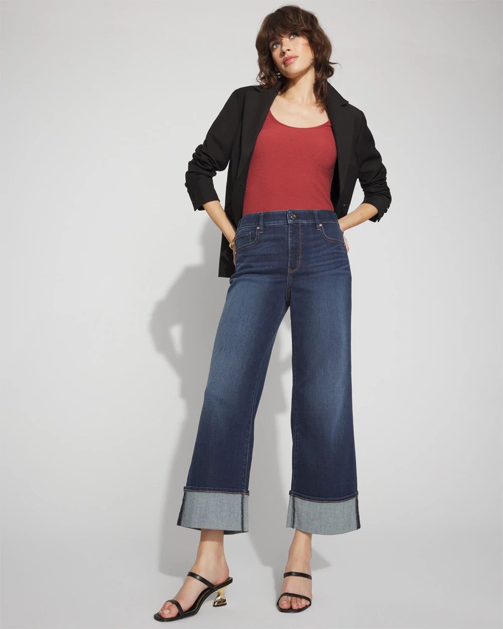 High-Rise Cuffed Wide-Leg Cropped Jean