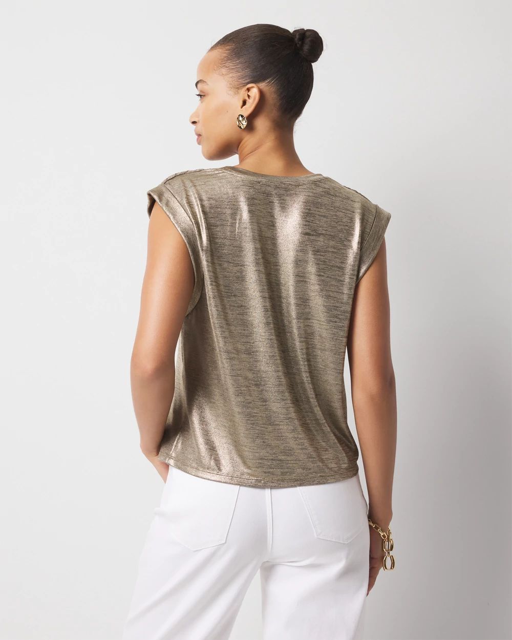 Gold Foil Braided Shoulder Tee
