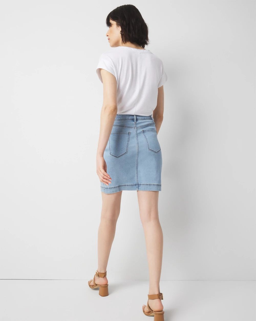 Embellished Denim A-Line Mini Skirt