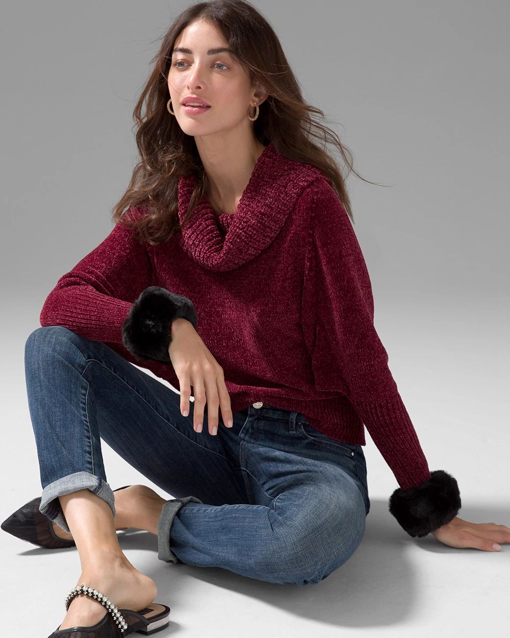 Cowl Neck Chenille Sweater