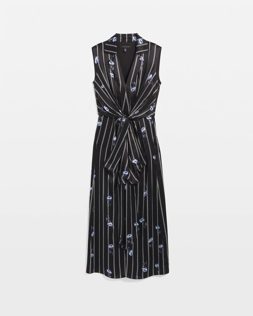 Petite Drape Front Satin Midi Dress