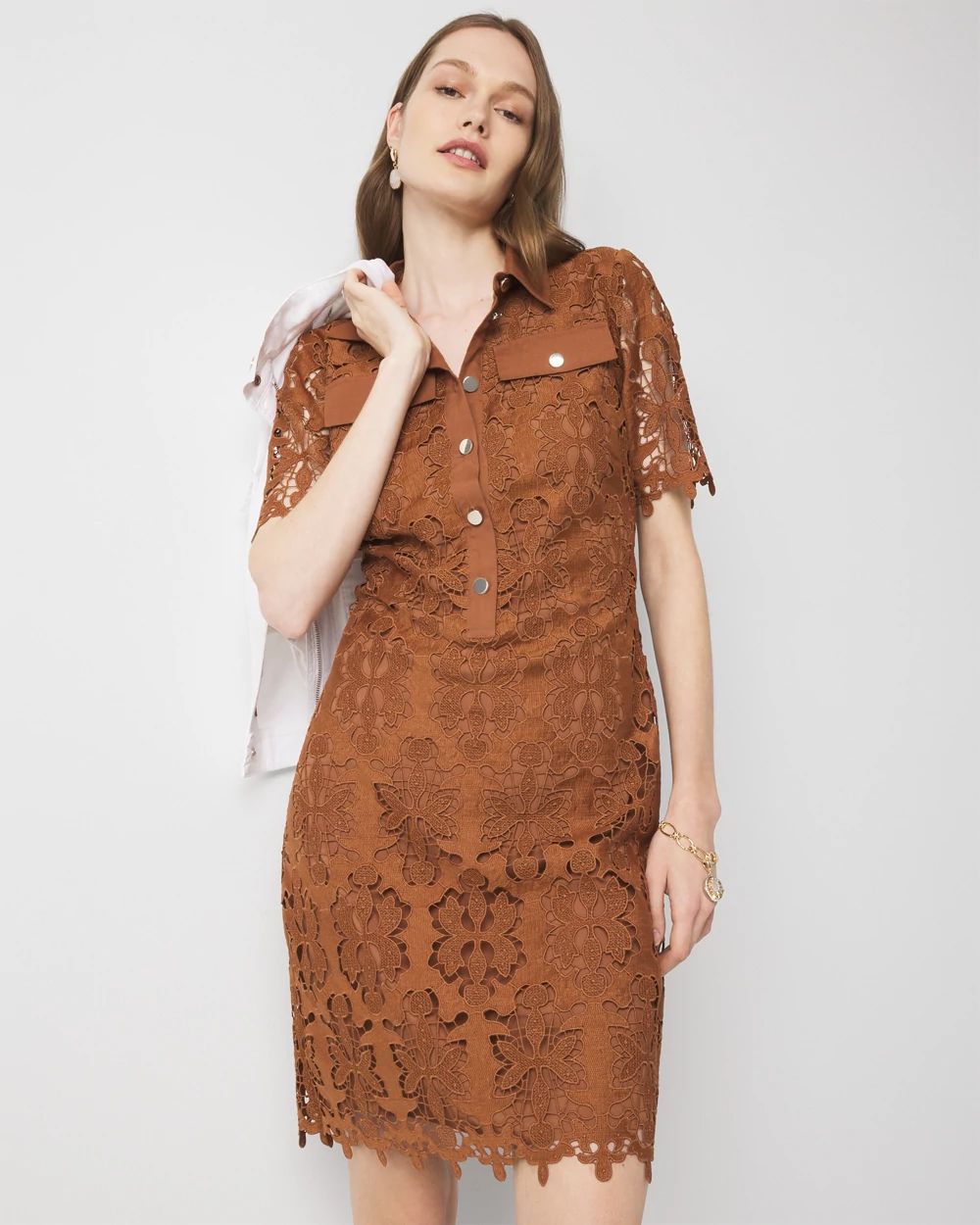 Petite Lace Shirt Dress