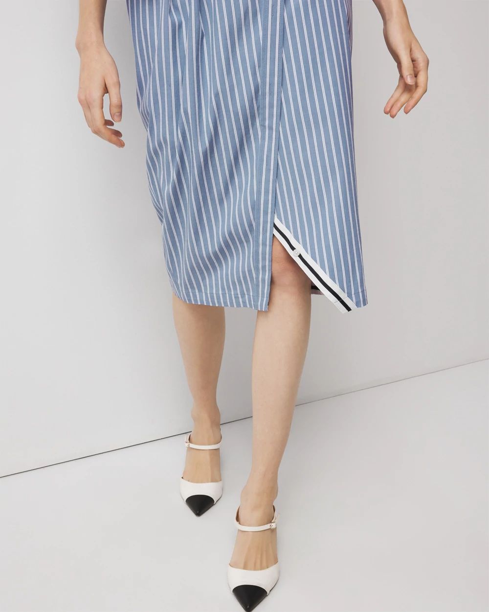 Poplin Twist-Front Midi Shirt Dress