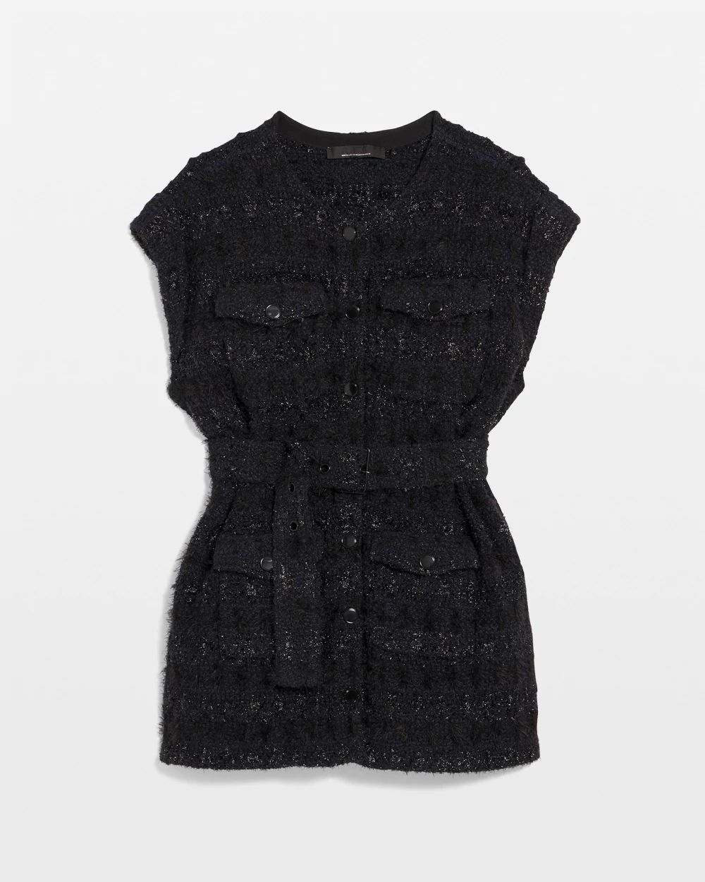 Belted Tweed Sweater Vest