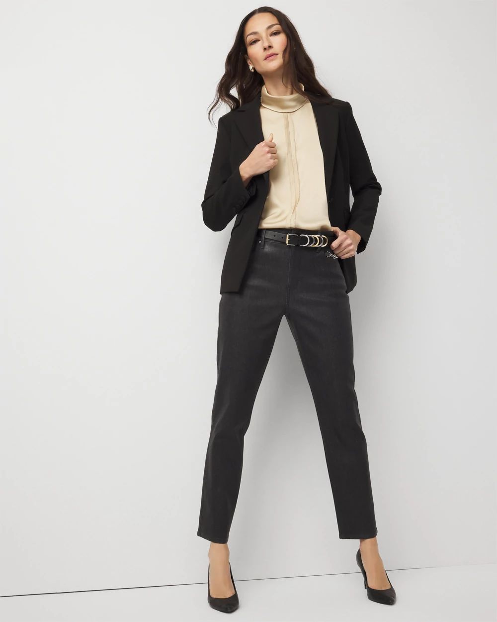 Clear Coated High Rise Ankle Jean