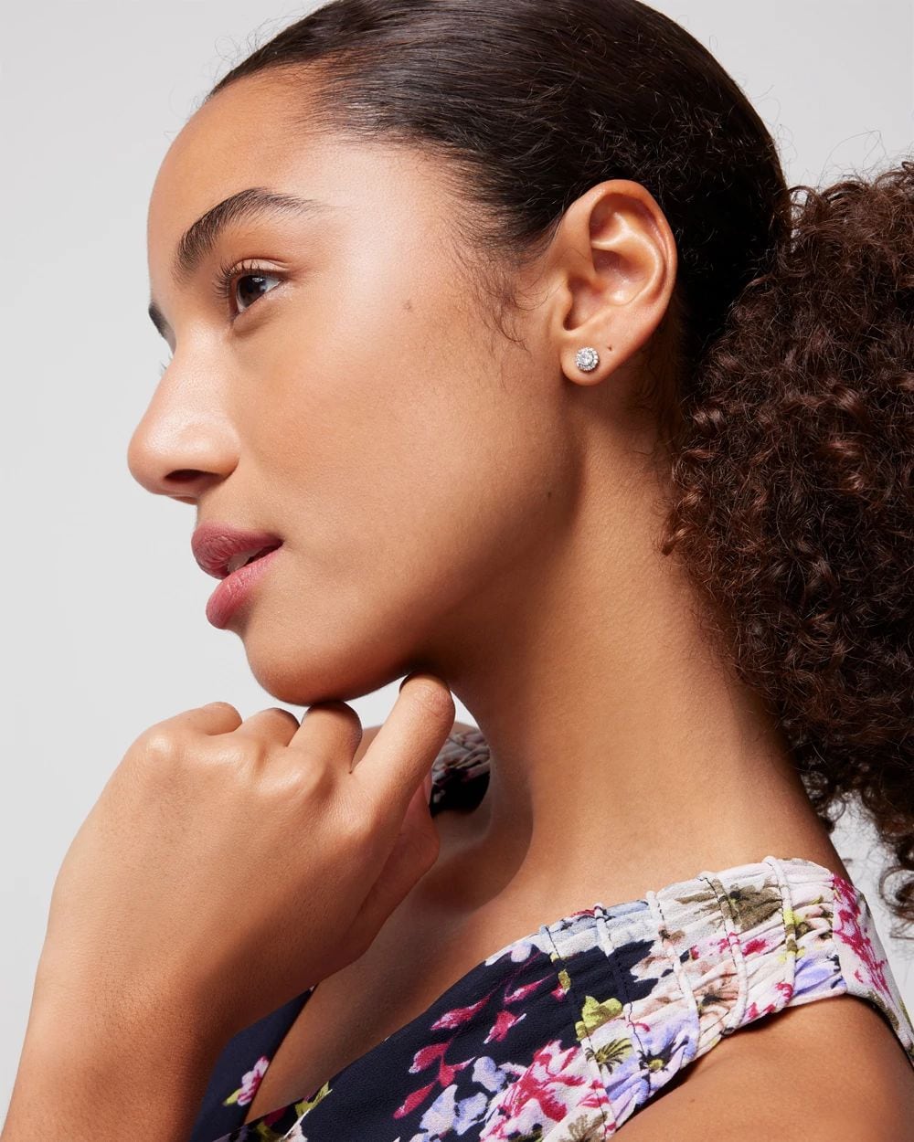 CZ Halo Stud Earrings