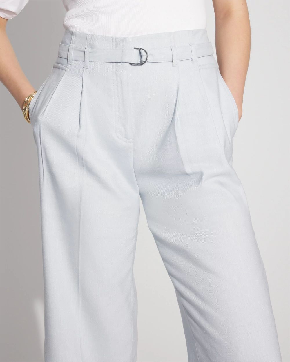 Denim-Look Wide-Leg Cropped Pant