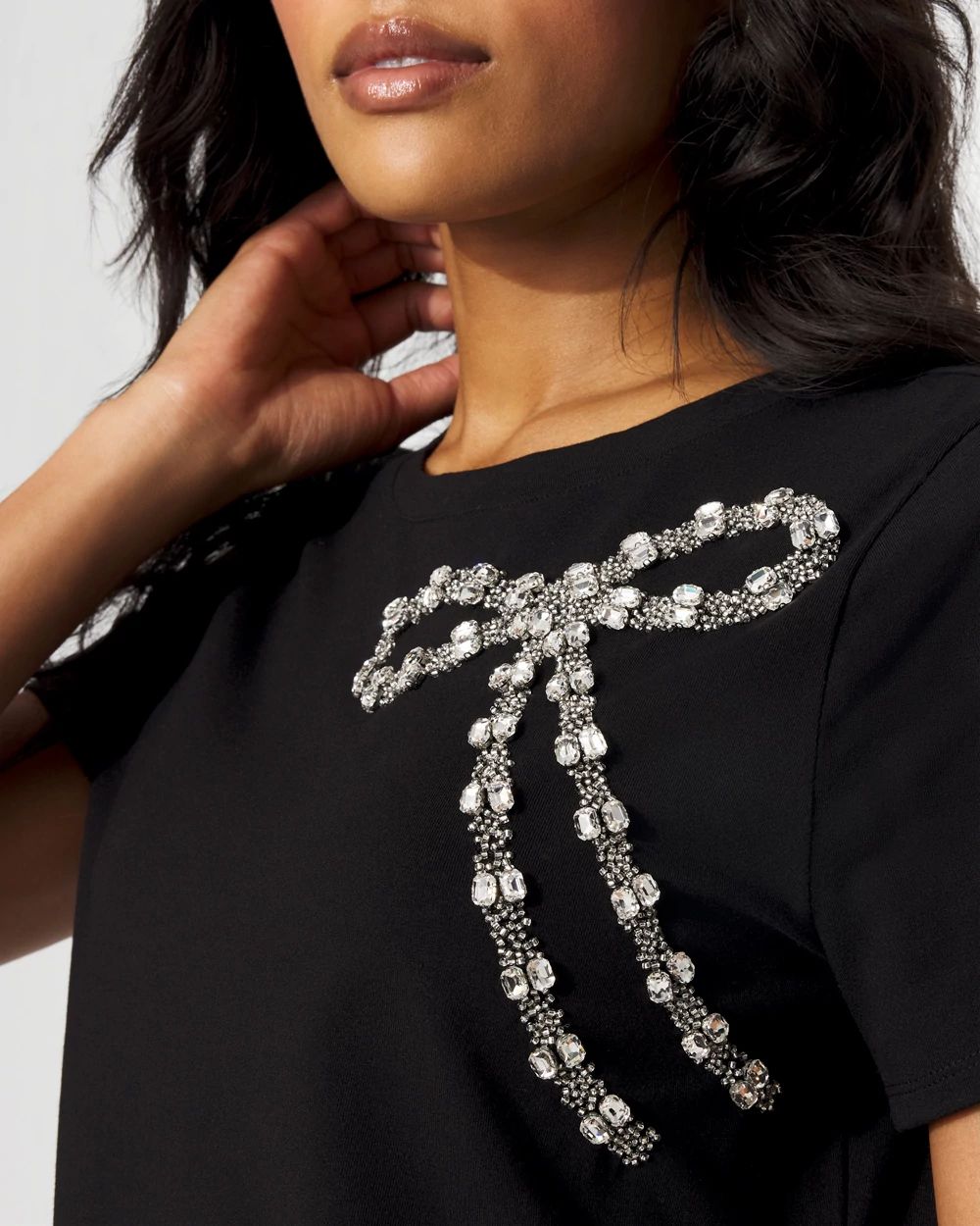 Crystal Bow Crewneck Tee