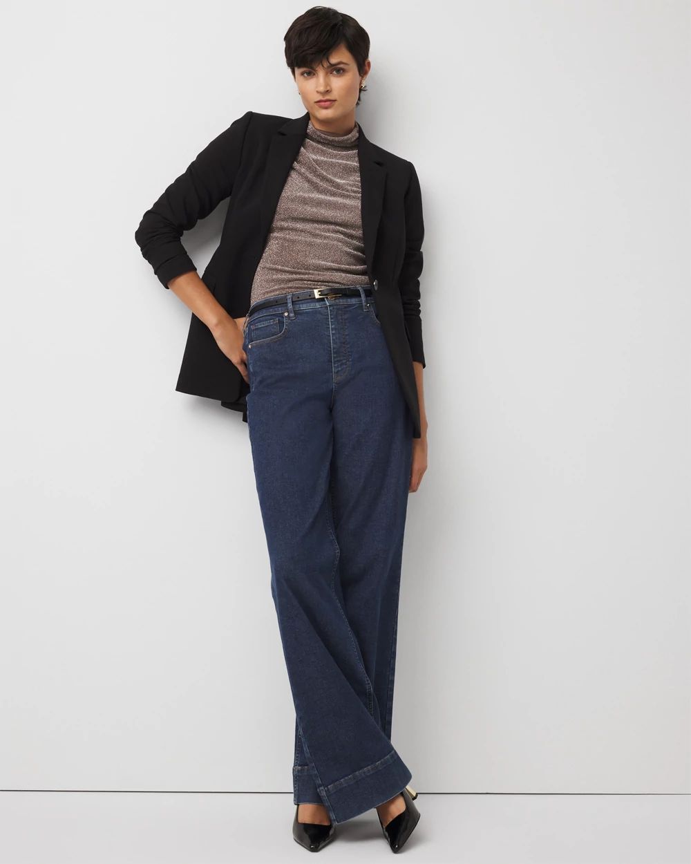 WHBM FORME™ Stretch Metallic Long-Sleeve Tee