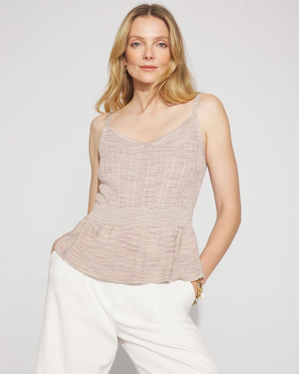 Metallic Peplum Sweater Tank