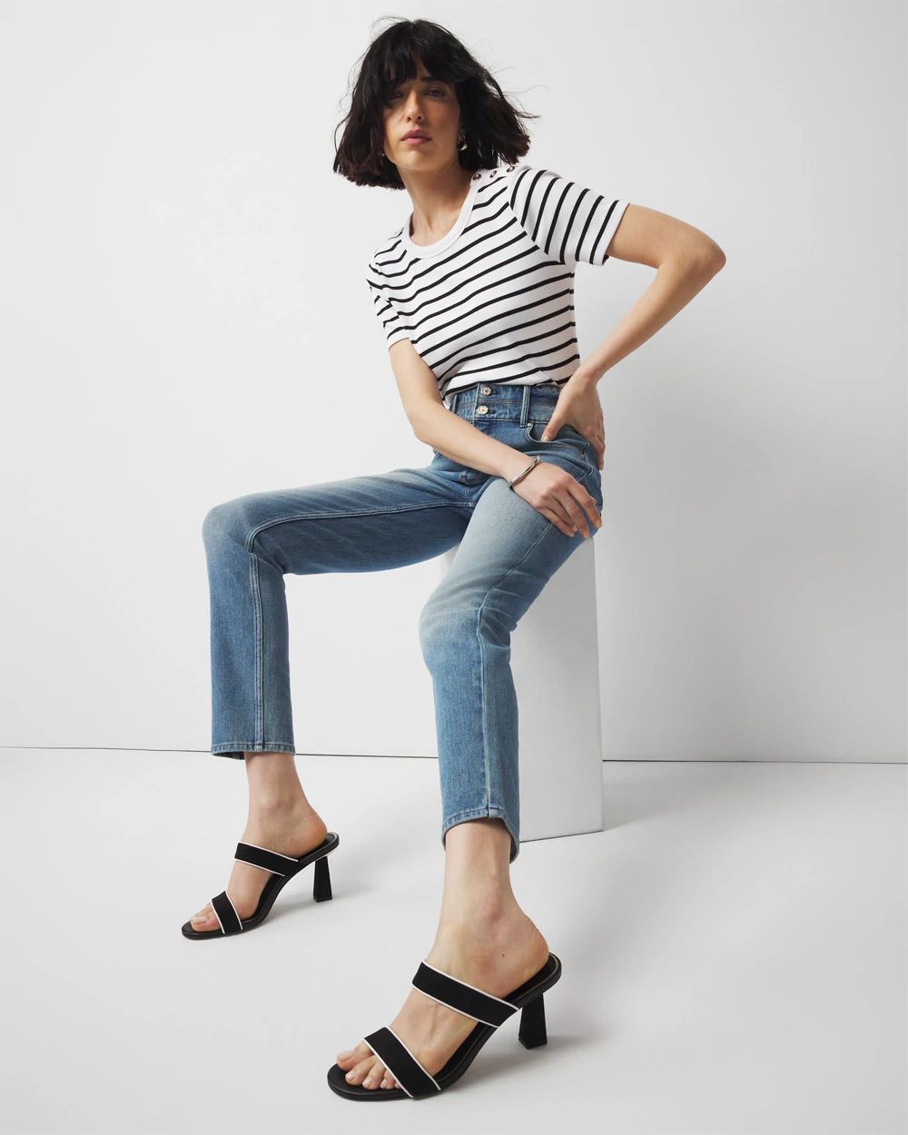 Extra High-Rise Double Waistband Slim Ankle Jeans