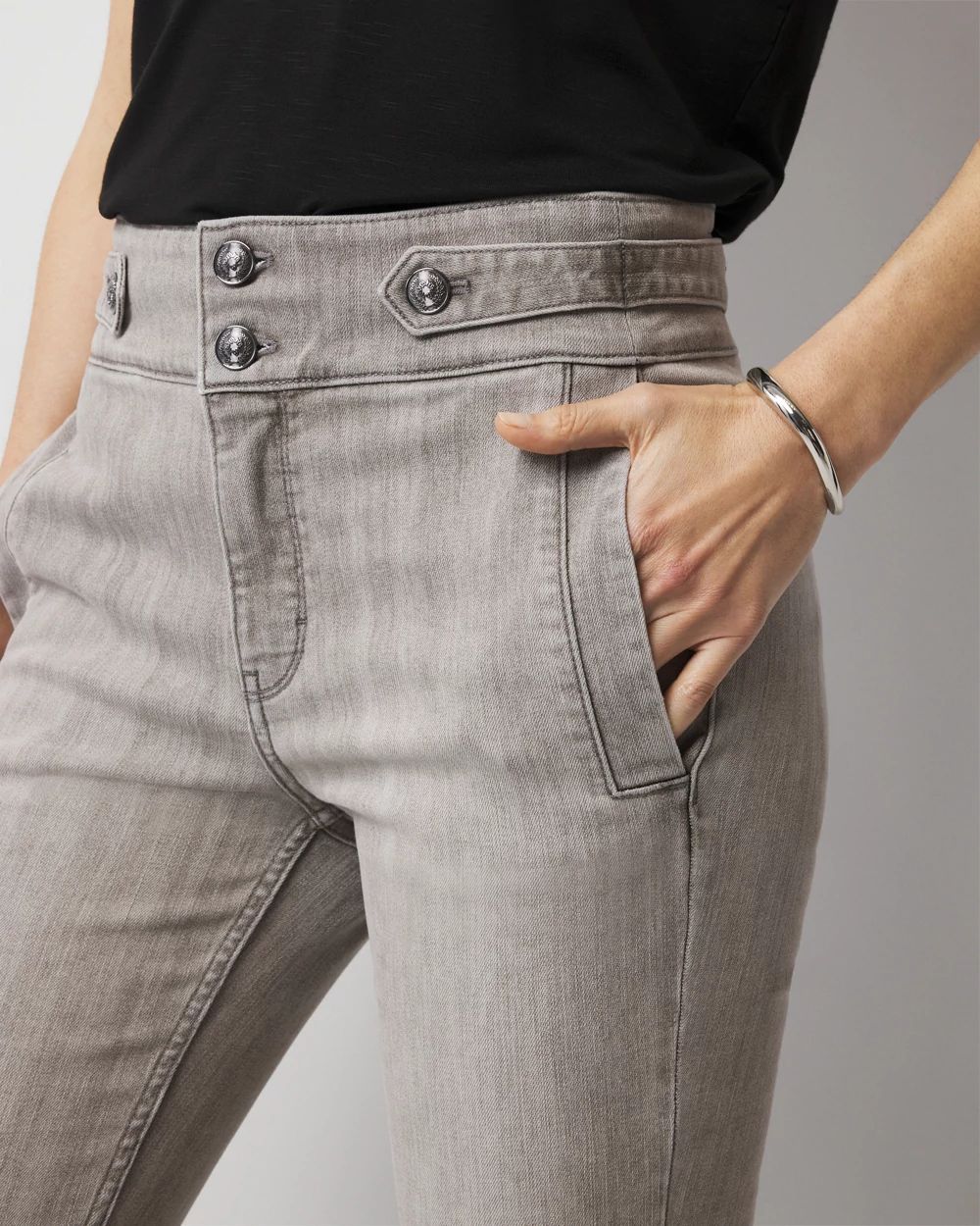 Extra High-Rise Novelty Button Bootcut Jeans