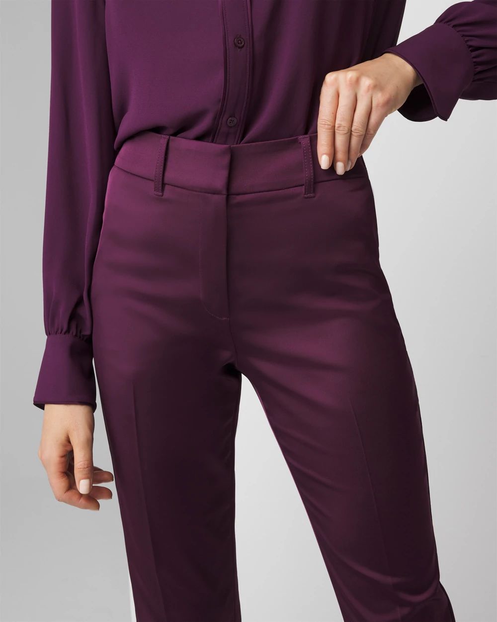 High Rise Satin Straight Pants